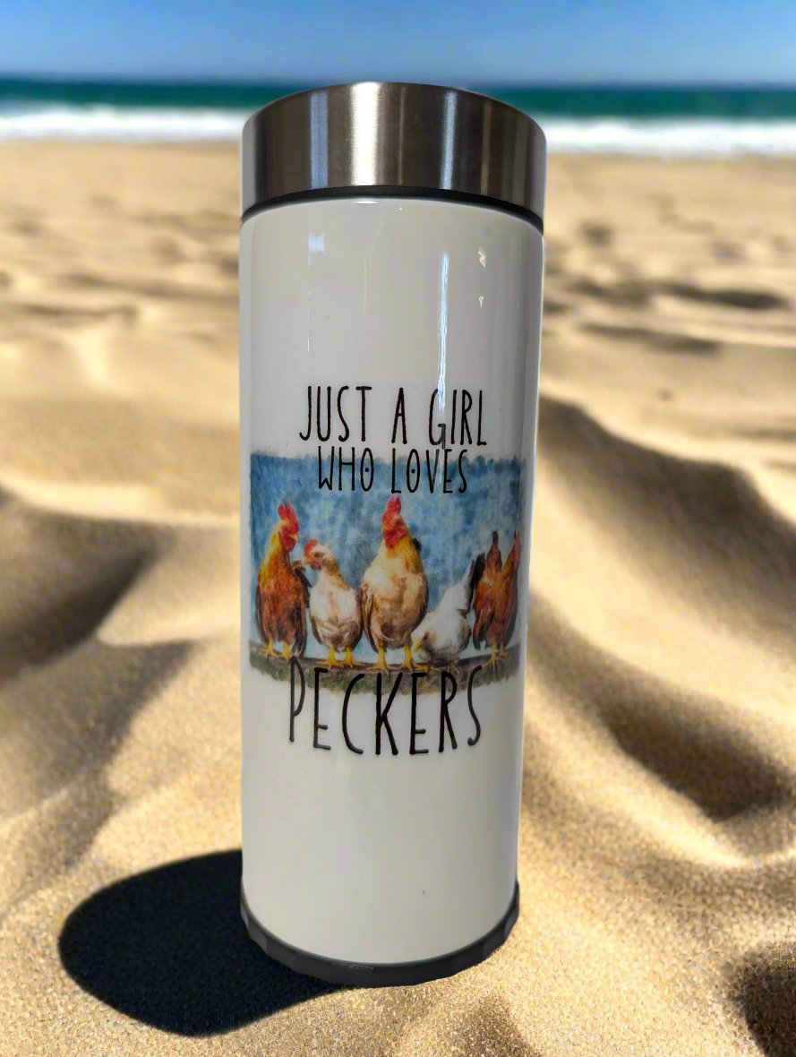 12oz Just a Girl who Loves Peckers can cooler