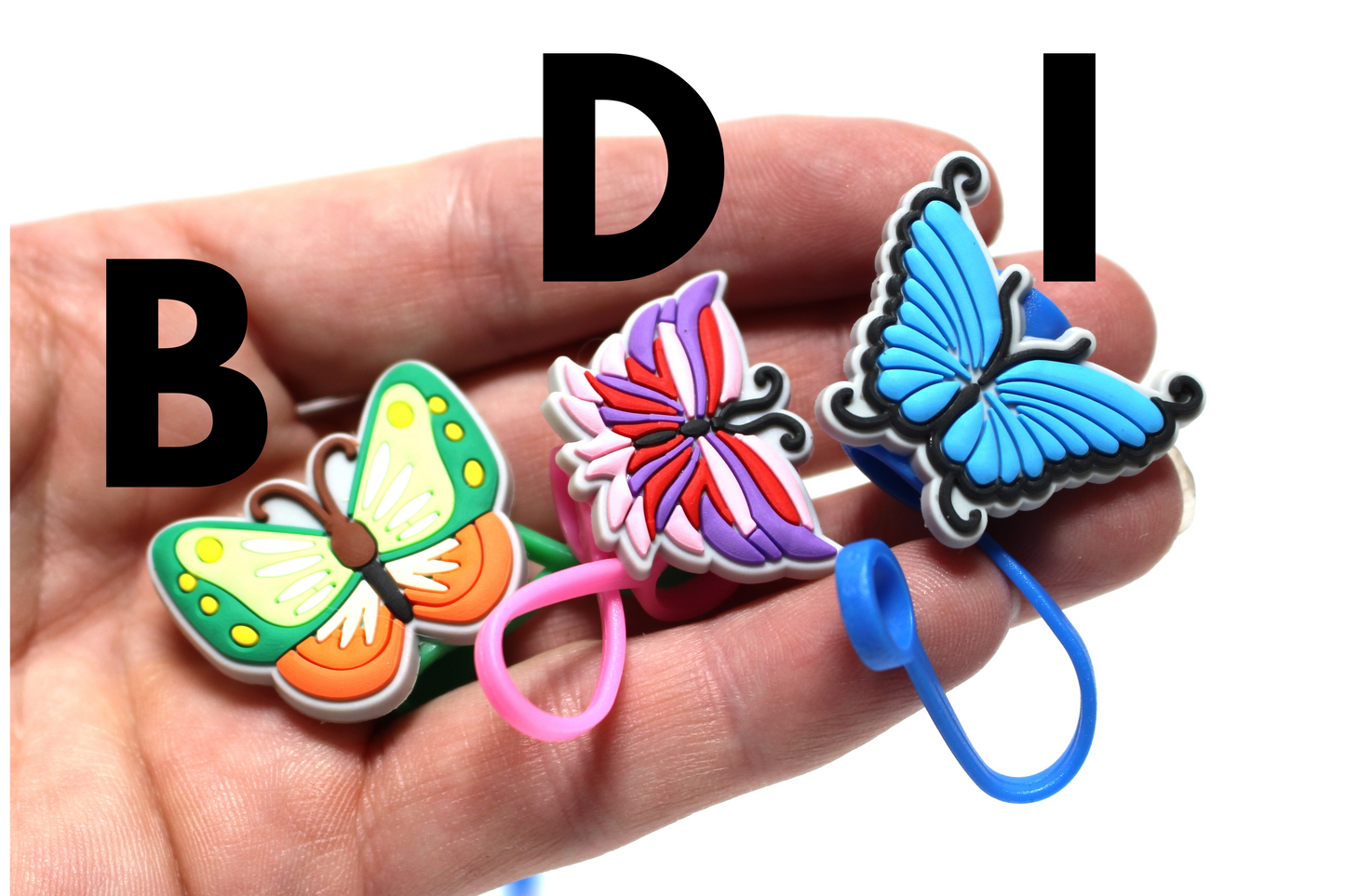 Colorful Butterfly Straw Toppers, Choose from 10 Different Styles, Tumbler Accessory, Vibrant Colors