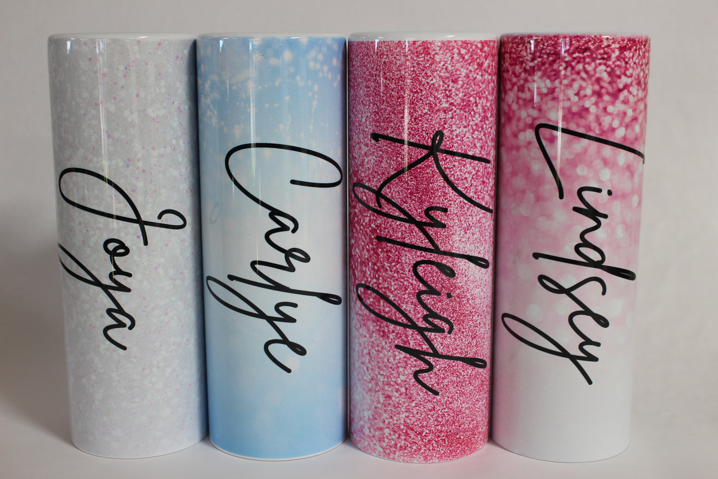 Custom Name Tumbler Featuring Glitter Sublimation on 35oz, 30oz and 20oz Straight Tumblers