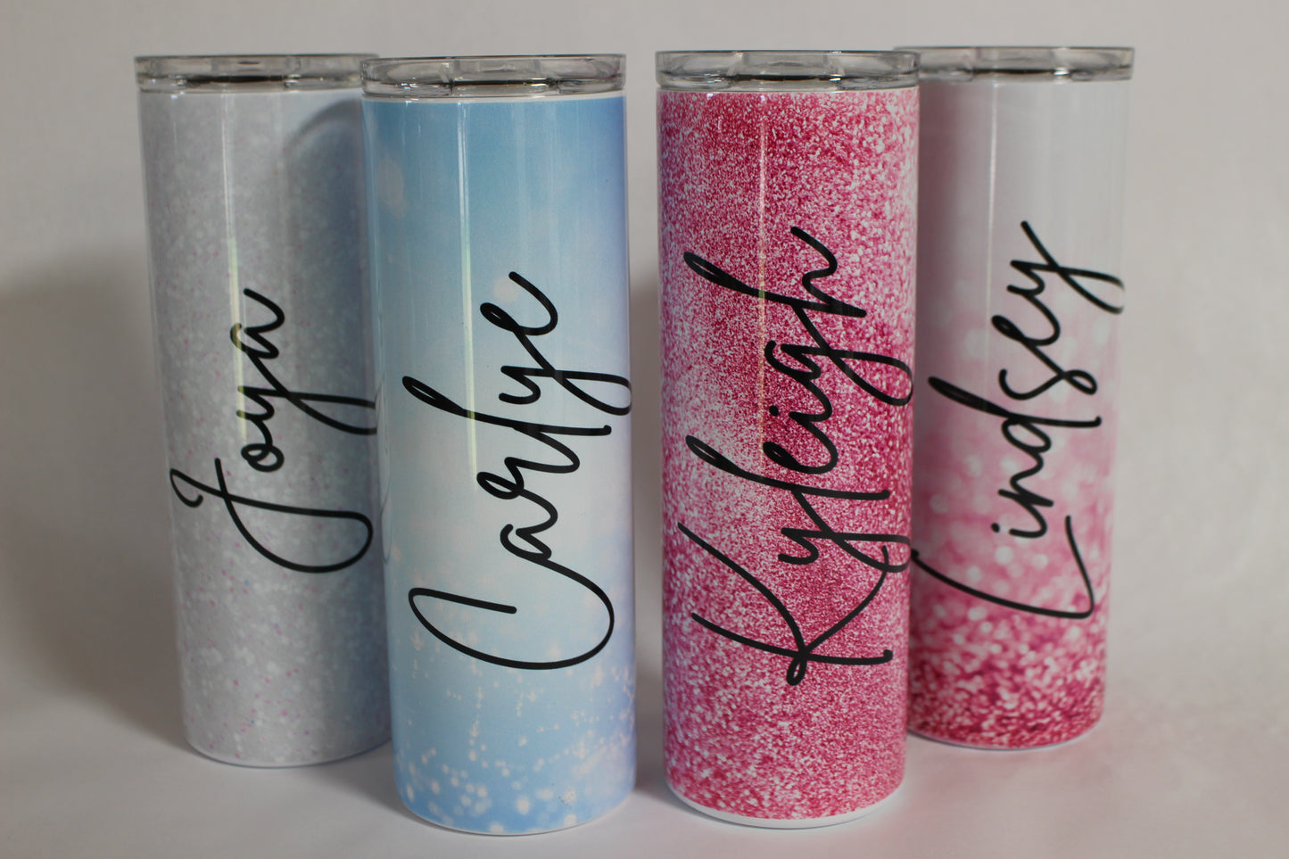 Custom Name Tumbler Featuring Glitter Sublimation on 35oz, 30oz and 20oz Straight Tumblers