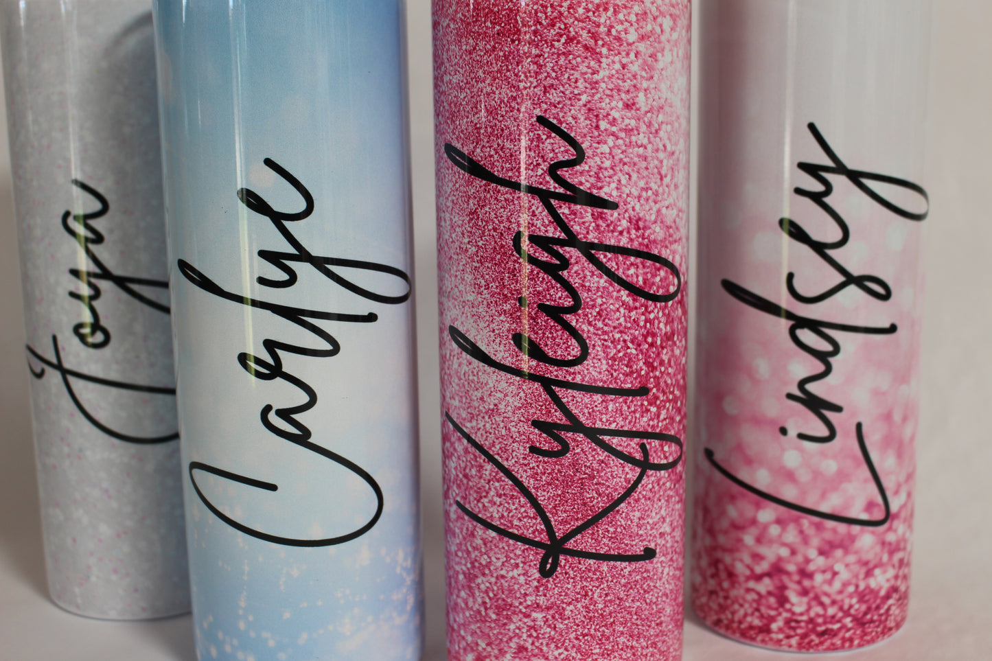 Custom Name Tumbler Featuring Glitter Sublimation on 35oz, 30oz and 20oz Straight Tumblers