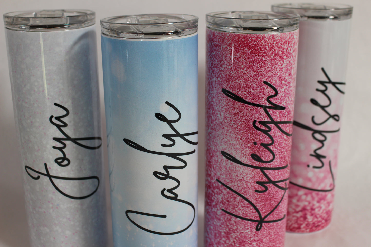 Custom Name Tumbler Featuring Glitter Sublimation on 35oz, 30oz and 20oz Straight Tumblers