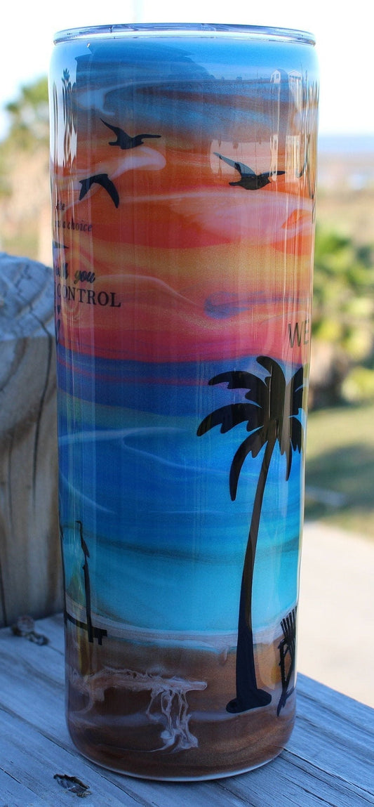 Romantic Sunset Beach Tumbler, Husband & Wife Beach, Palm Tree, Romantic Glitter, Anniversary Tumbler, Wife Tumbler, Palm Tree Tumbler