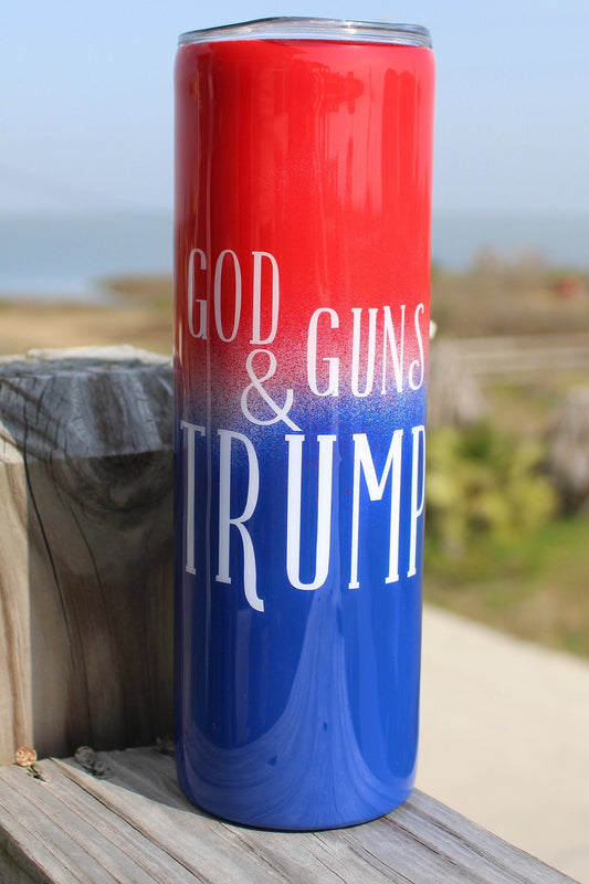 President Trump Tumbler, Koozie, 47th President, God Guns and Trump, Presidential Seal on Bottom, Trump 2024, Trump Gifts