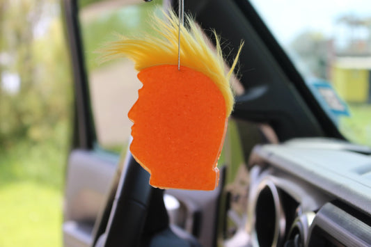 President Donald Trump Orange Car Freshie,  Real Hair, Trump Deplorable Car Decal, Trump Gifts, White House, Car Freshener, Closet Freshener