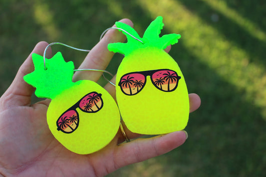 Neon Yellow Pineapple Car Freshies, 2 Sizes, Over 60 Scents to Choose, Pineapple, Car Accessories, Car Freshener, Car Decal, Neon Hanging Freshener