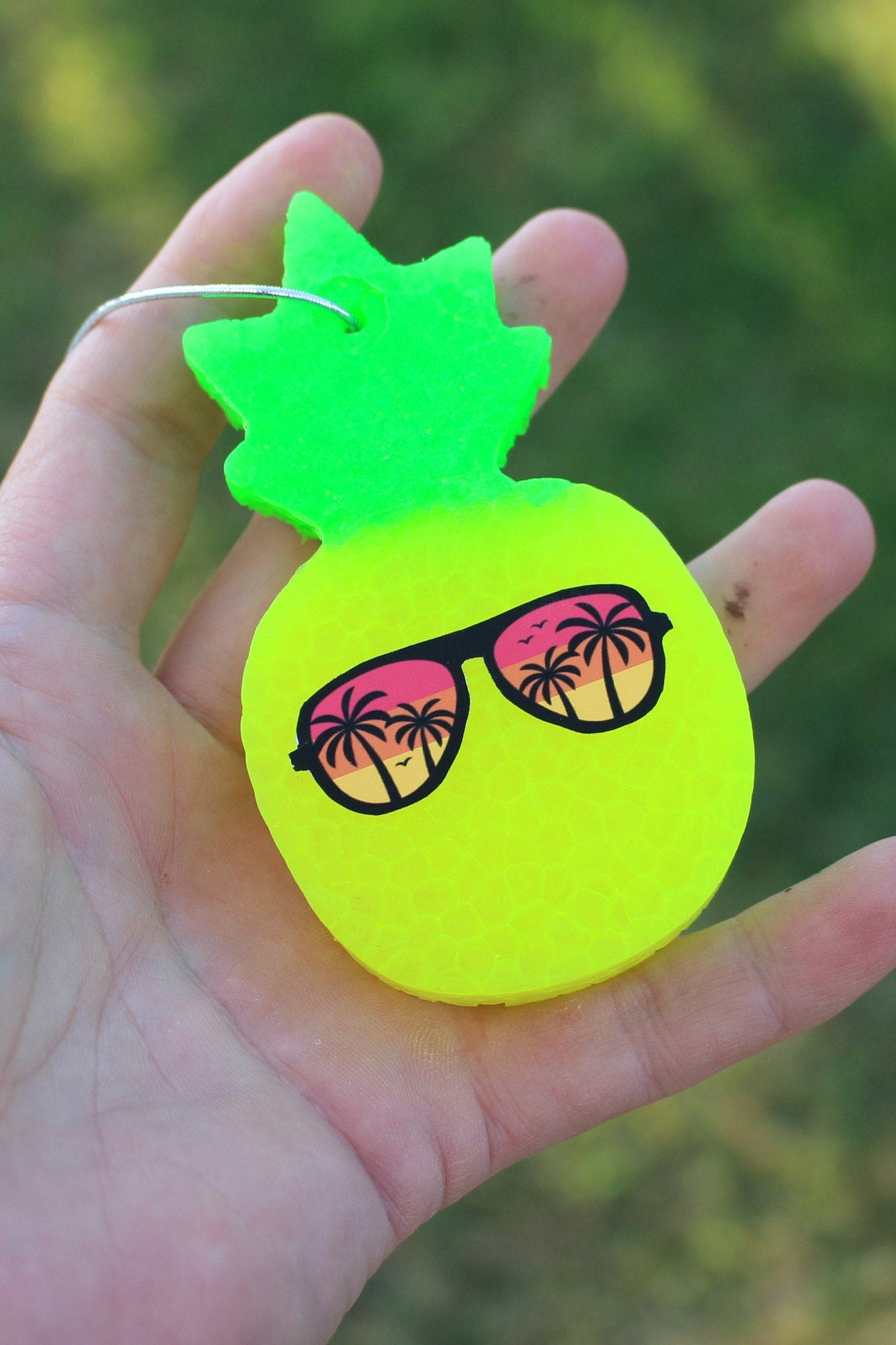 Neon Yellow Pineapple Car Freshies, 2 Sizes, Over 60 Scents to Choose, Pineapple, Car Accessories, Car Freshener, Car Decal, Neon Hanging Freshener