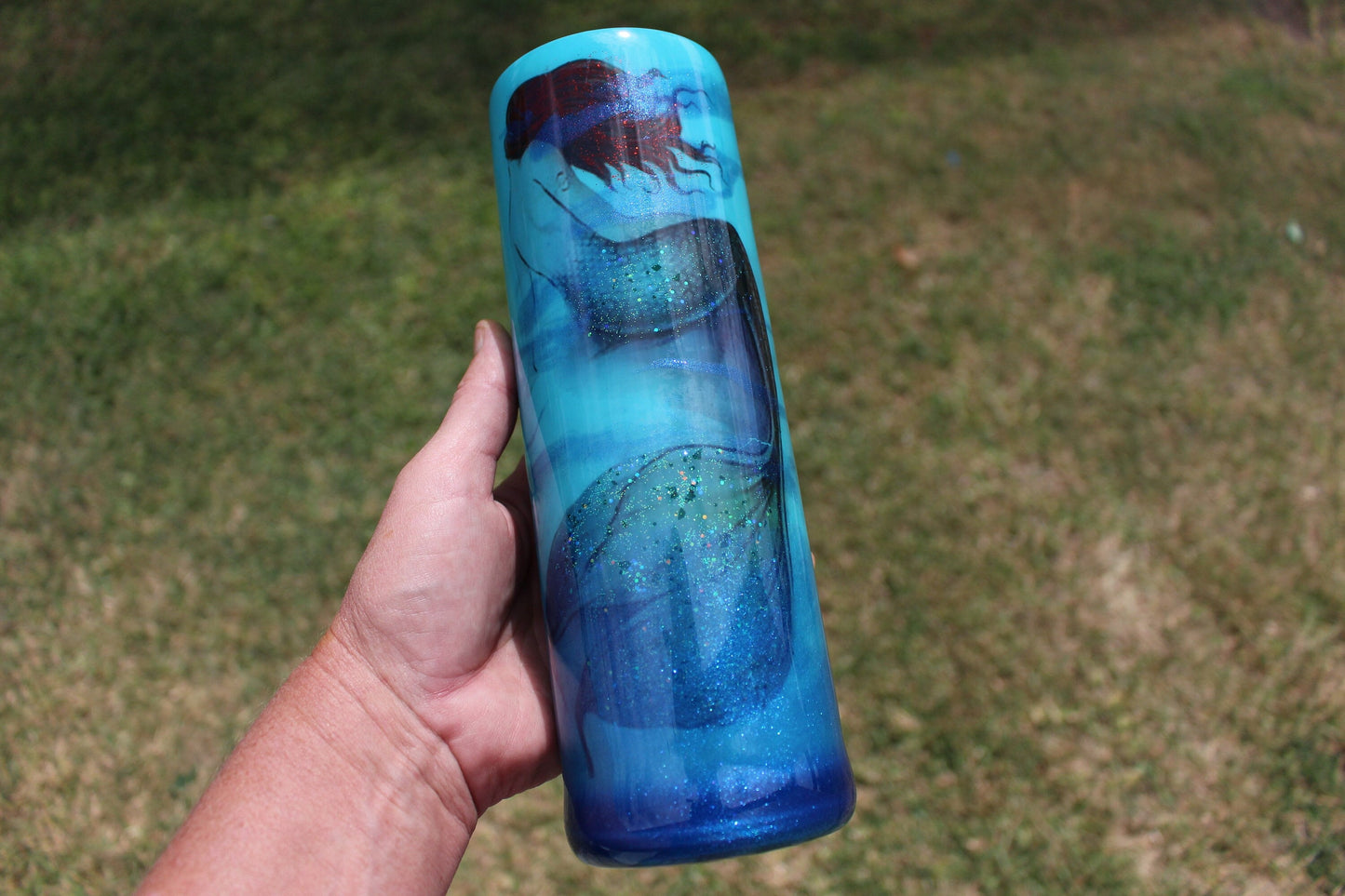 Blue Mermaid Tumbler, Custom Cup, Mermaid Tail Tumbler Cup, Personalized Gift, Smoke Effect, Done Adulting, Mermaid Tail, Custom Tumbler