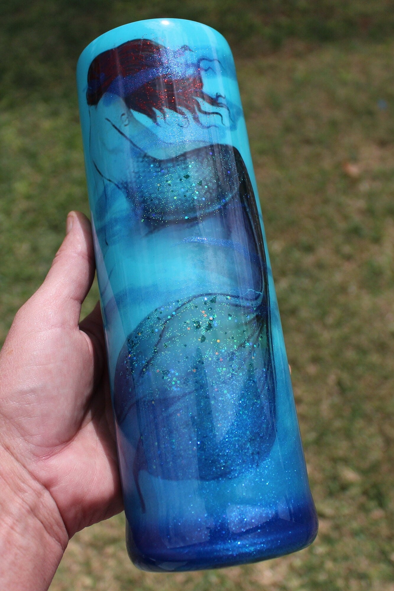 Blue Mermaid Tumbler, Custom Cup, Mermaid Tail Tumbler Cup, Personalized Gift, Smoke Effect, Done Adulting, Mermaid Tail, Custom Tumbler