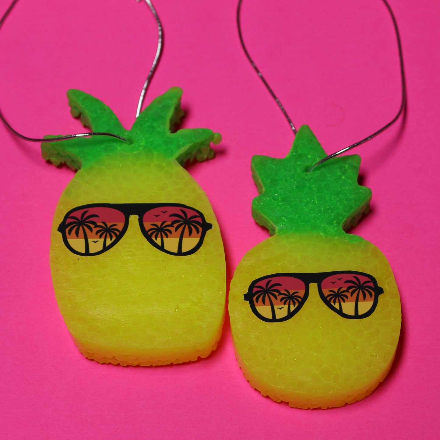 Neon Yellow Pineapple Car Freshies, 2 Sizes, Over 60 Scents to Choose, Pineapple, Car Accessories, Car Freshener, Car Decal, Neon Hanging Freshener