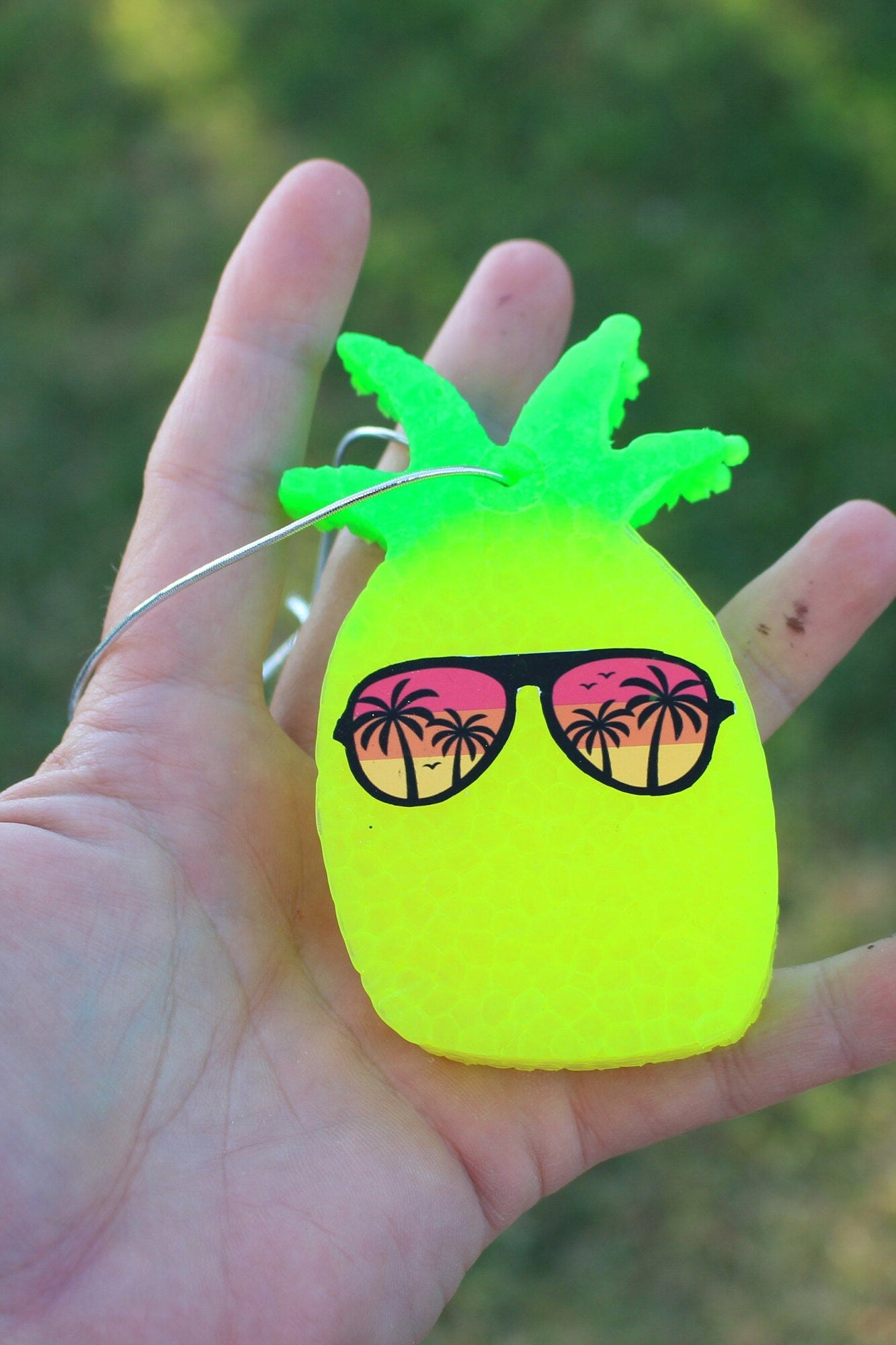 Neon Yellow Pineapple Car Freshies, 2 Sizes, Over 60 Scents to Choose, Pineapple, Car Accessories, Car Freshener, Car Decal, Neon Hanging Freshener