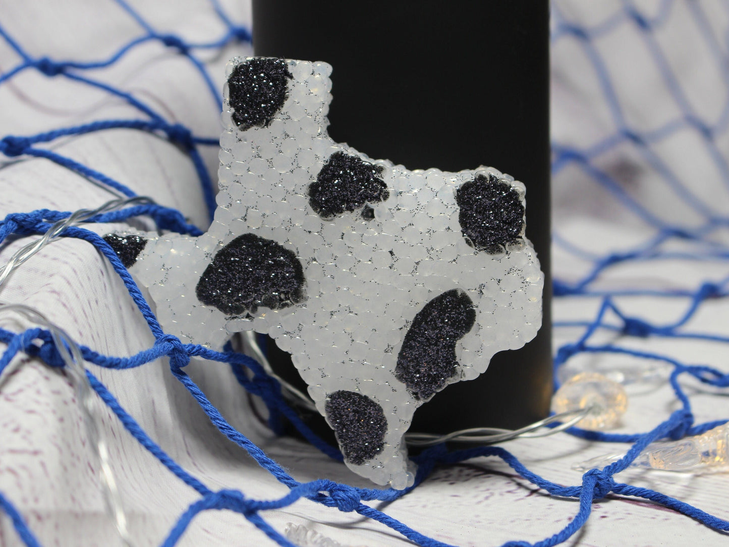 CUTE Texas Cow Print Glitter Car Freshie, Choose Black or Brown Cow Spots, Hanging Texas Cow Car Freshener 60 Premium Long Lasting Scents!